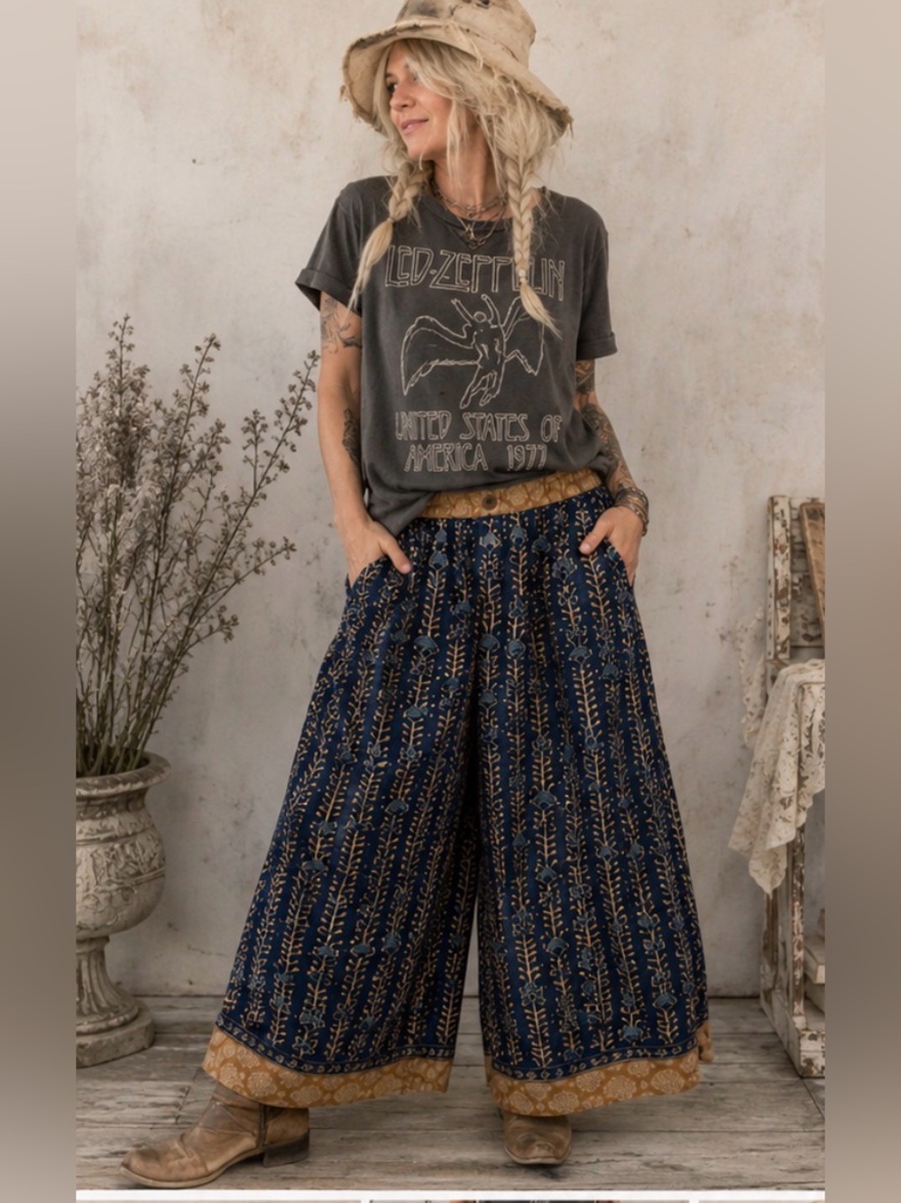 Jaded Gypsy 🔥 Wide Leg Palazzo Pants NWT Boho Festival Cottagecore L/XL